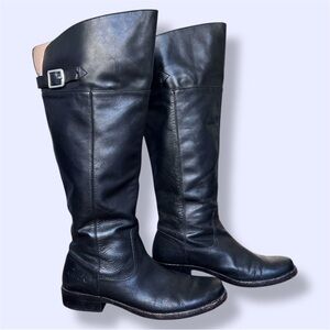 Coach Women's Joele Black Leather Tall Knee-High Buckle Riding Boots